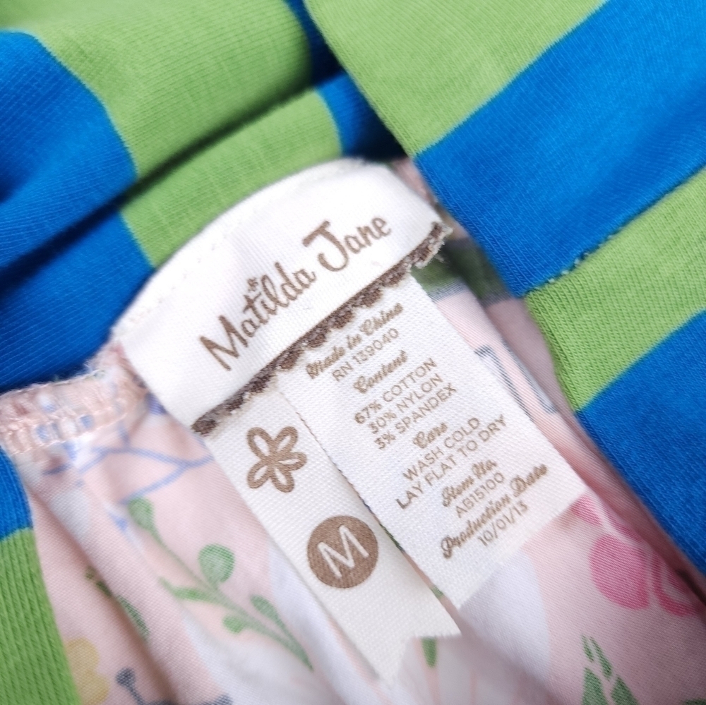 New Matilda Jane Pink Floral Green Blue Boho Striped High Waist Skirt Sz… - Picture 3 of 12